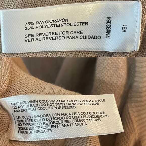 By Design Women's Open Front Ruffle Cardigan Beige with Black Piping. Size XL - Picture 7 of 9